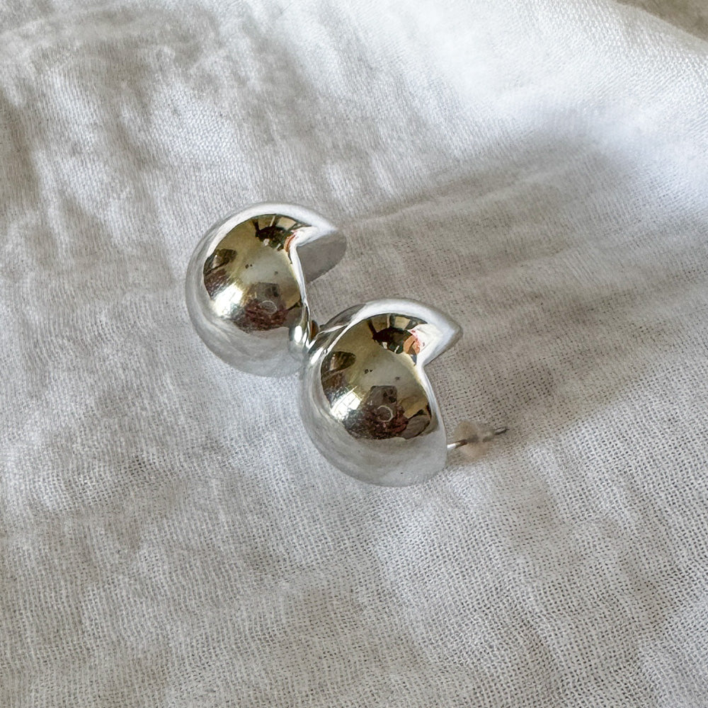 Statement Dome Stud Earrings Silver