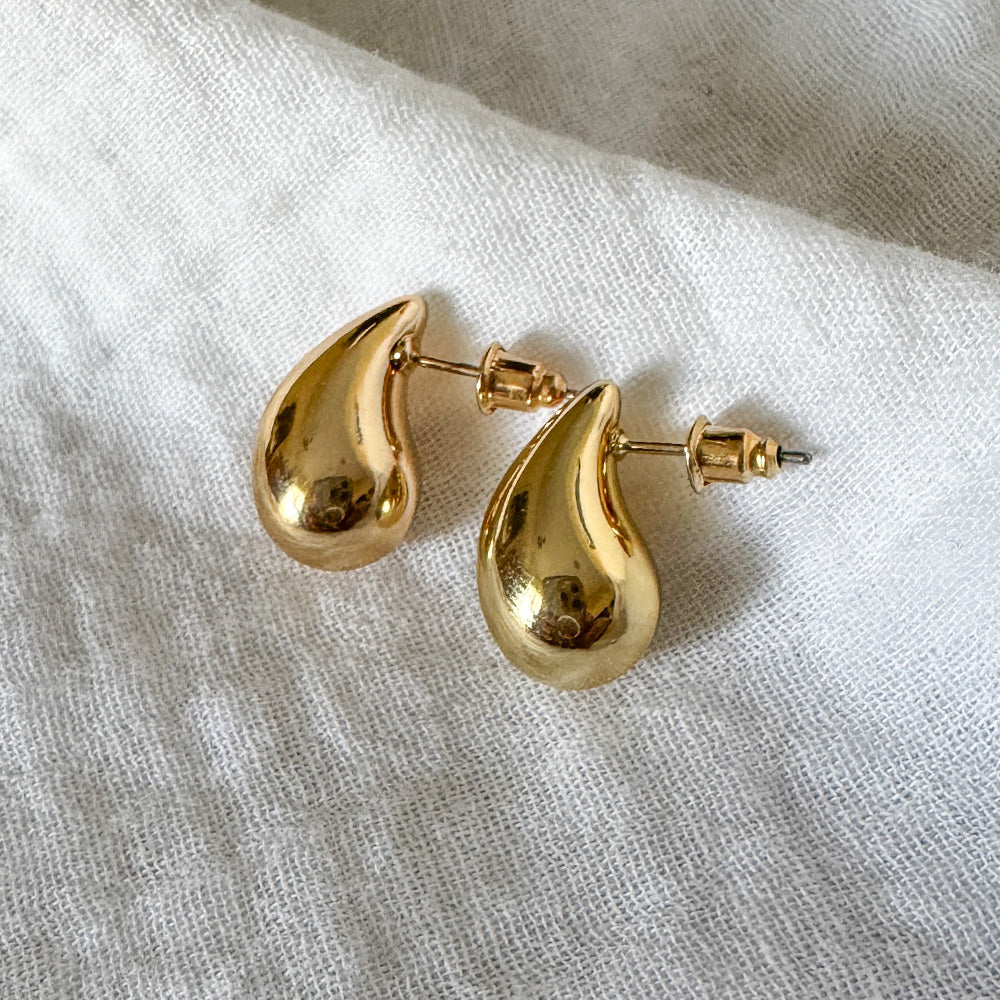 Teardrop Earrings Gold stud Small