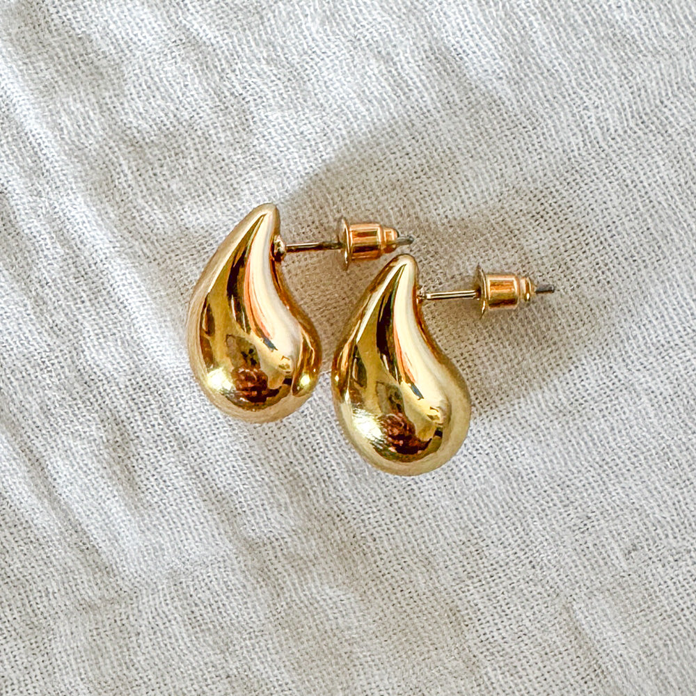 Teardrop Earrings Gold stud Small