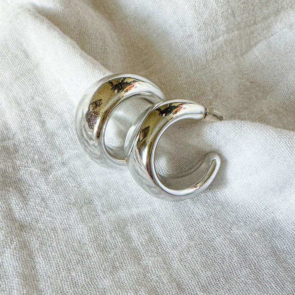 Classic Thick Hoop Earrings Silver