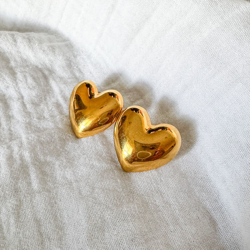 Heart Chunky Studs Gold