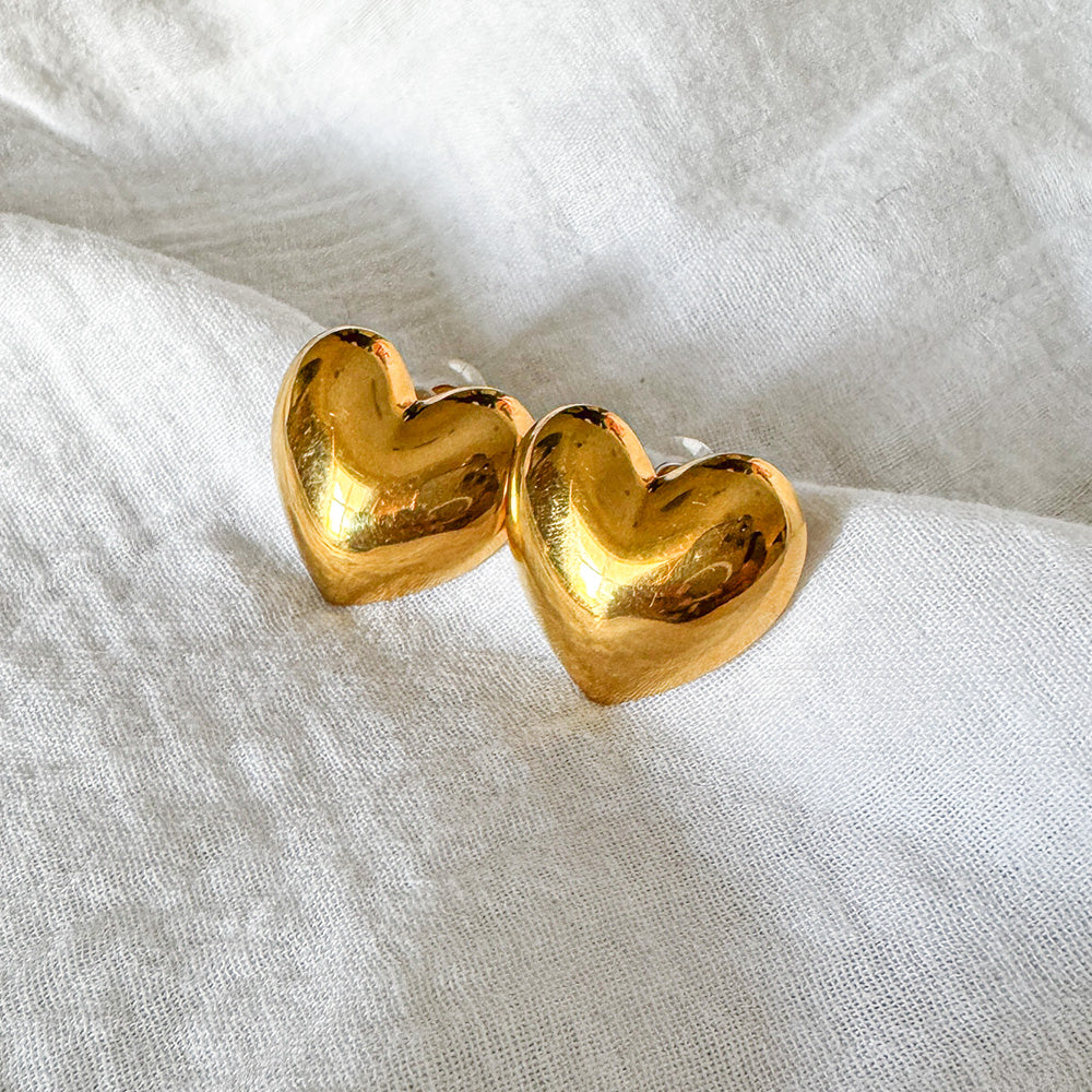 Heart Chunky Studs Gold