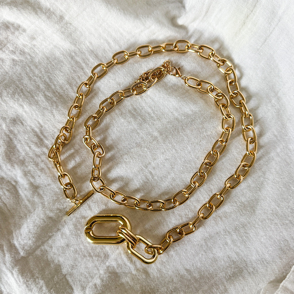 Chunky Dual-Layer Gold Chain Necklace