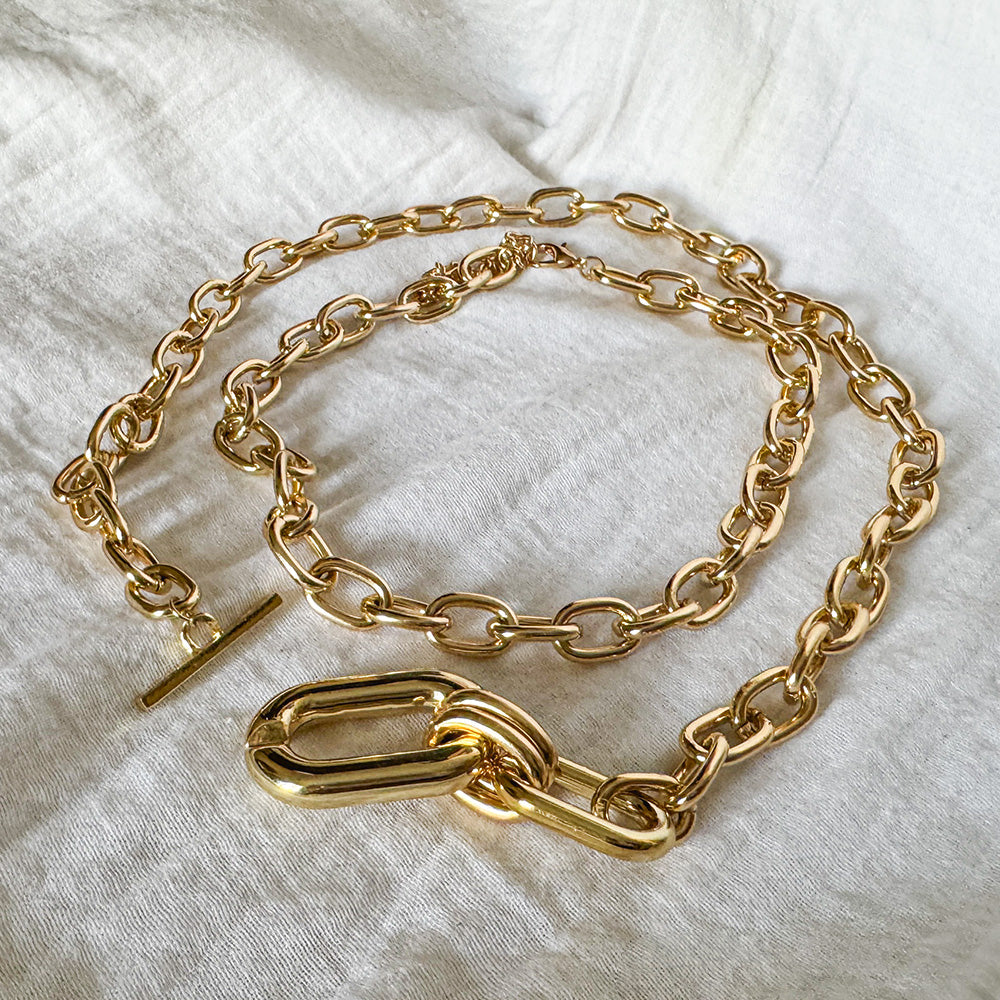 Chunky Dual-Layer Gold Chain Necklace