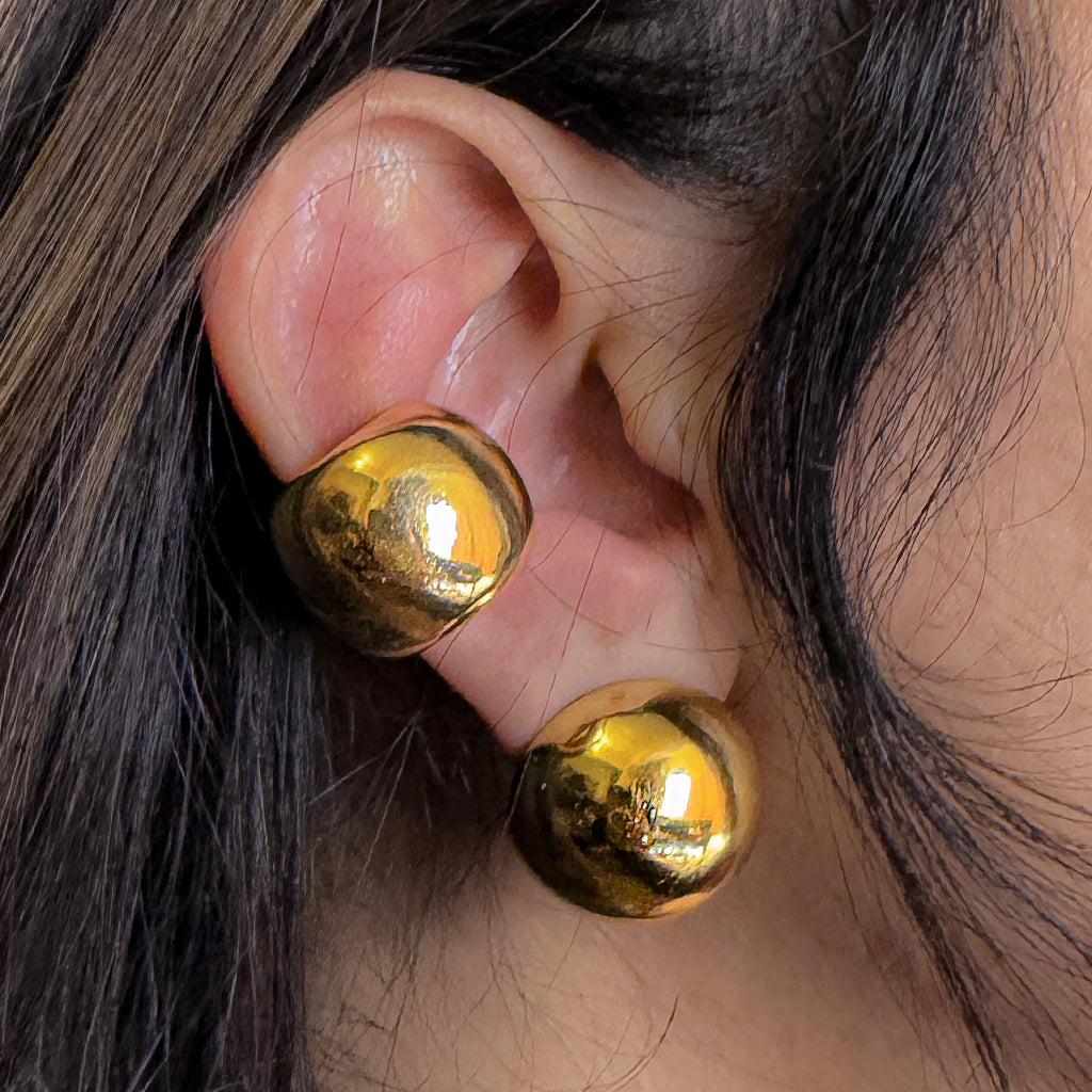 Statement Dome Stud Earrings Gold