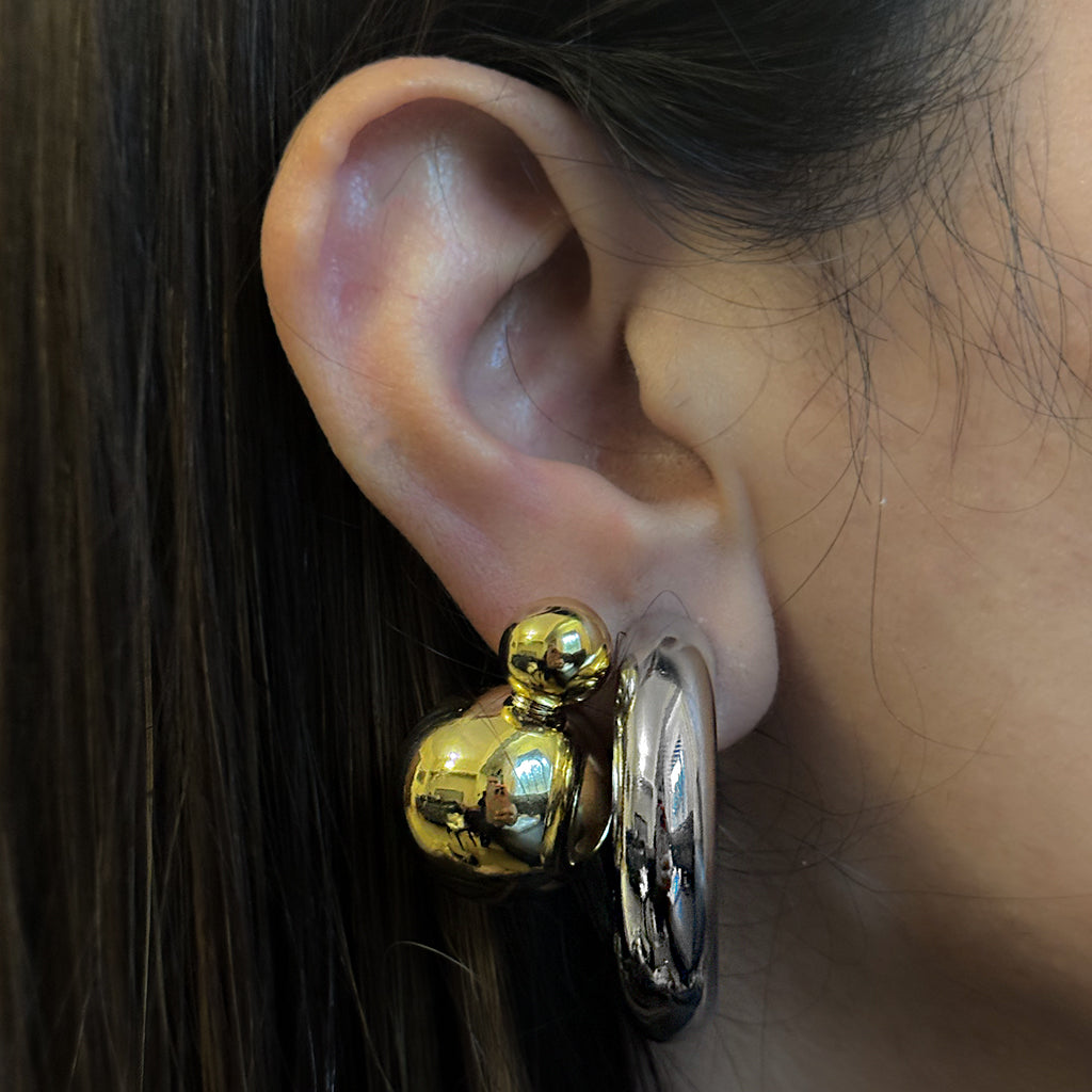 Double Ball Stud Earring Gold