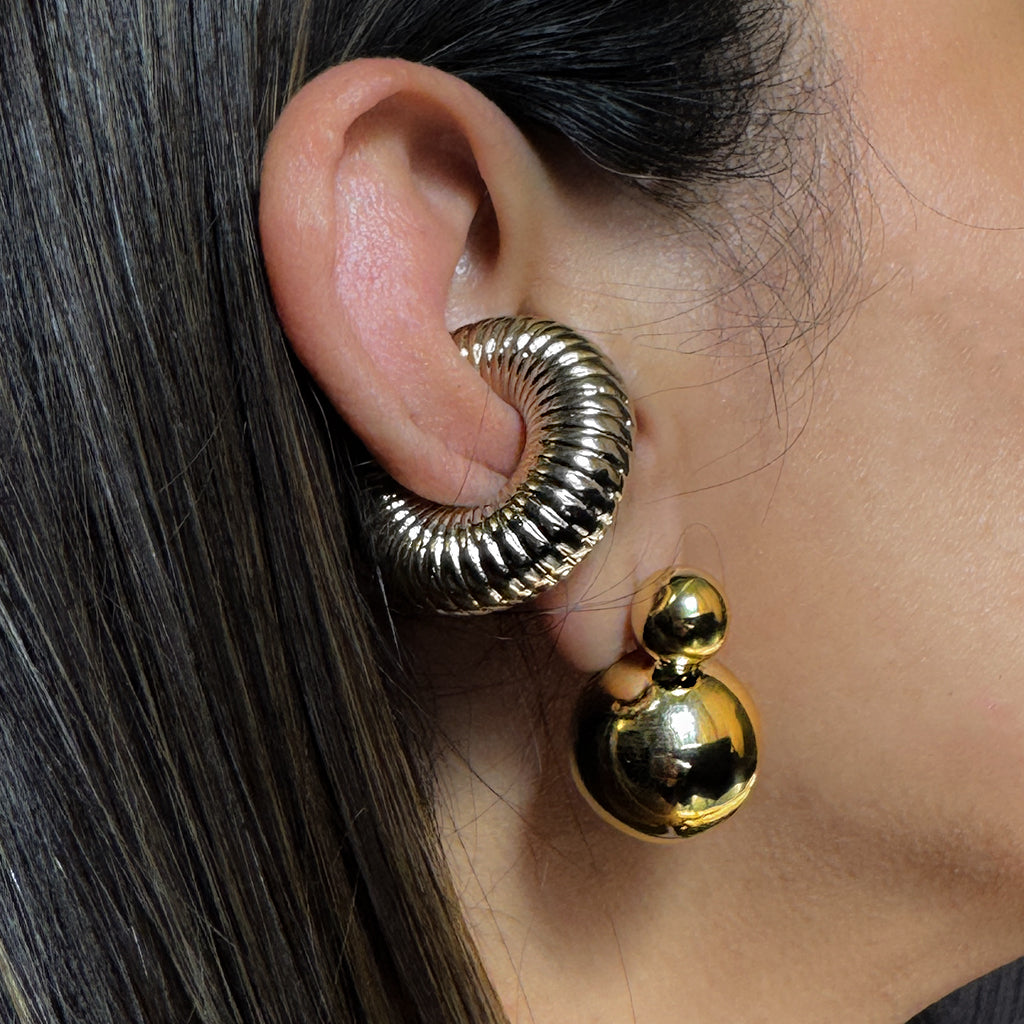 Double Ball Stud Earring Gold