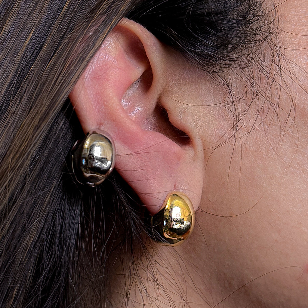Chunky Dome Huggie Hoops Gold