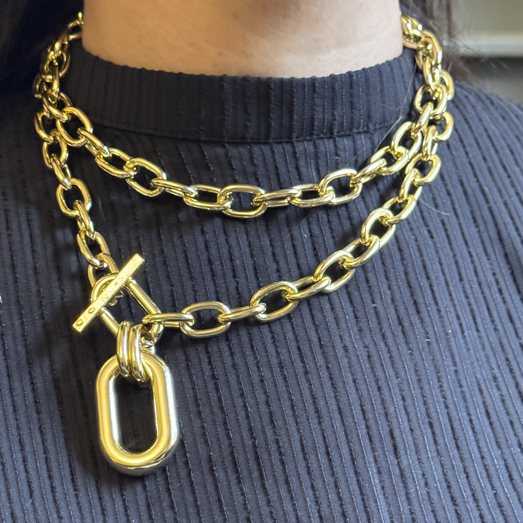 Chunky Dual-Layer Gold Chain Necklace
