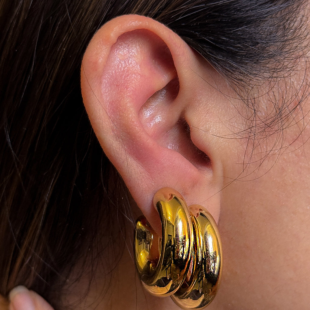 Hoop Earrings with ball Gold