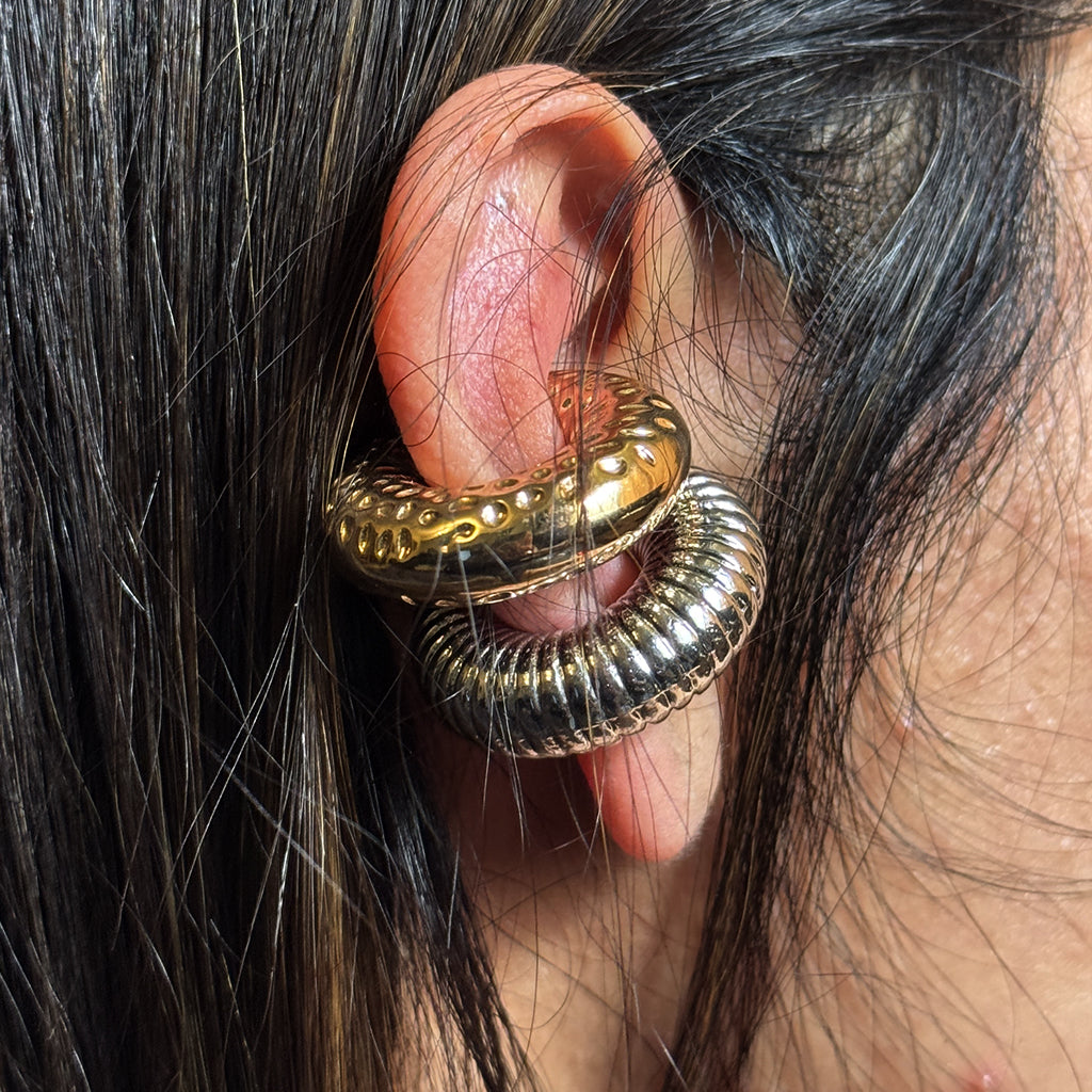 Hammered Luxe Wide Gold Ear Cuff