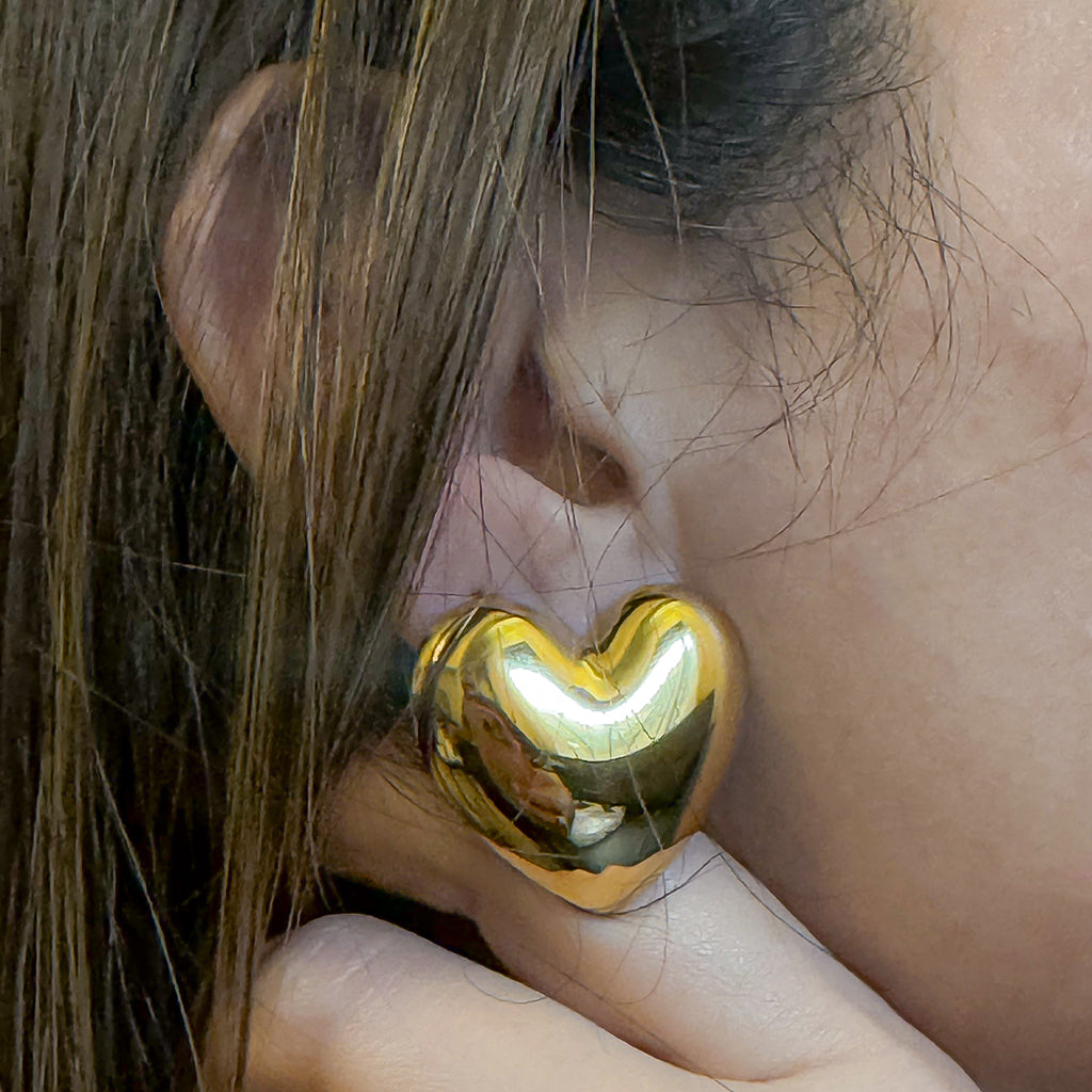Heart Chunky Studs Gold