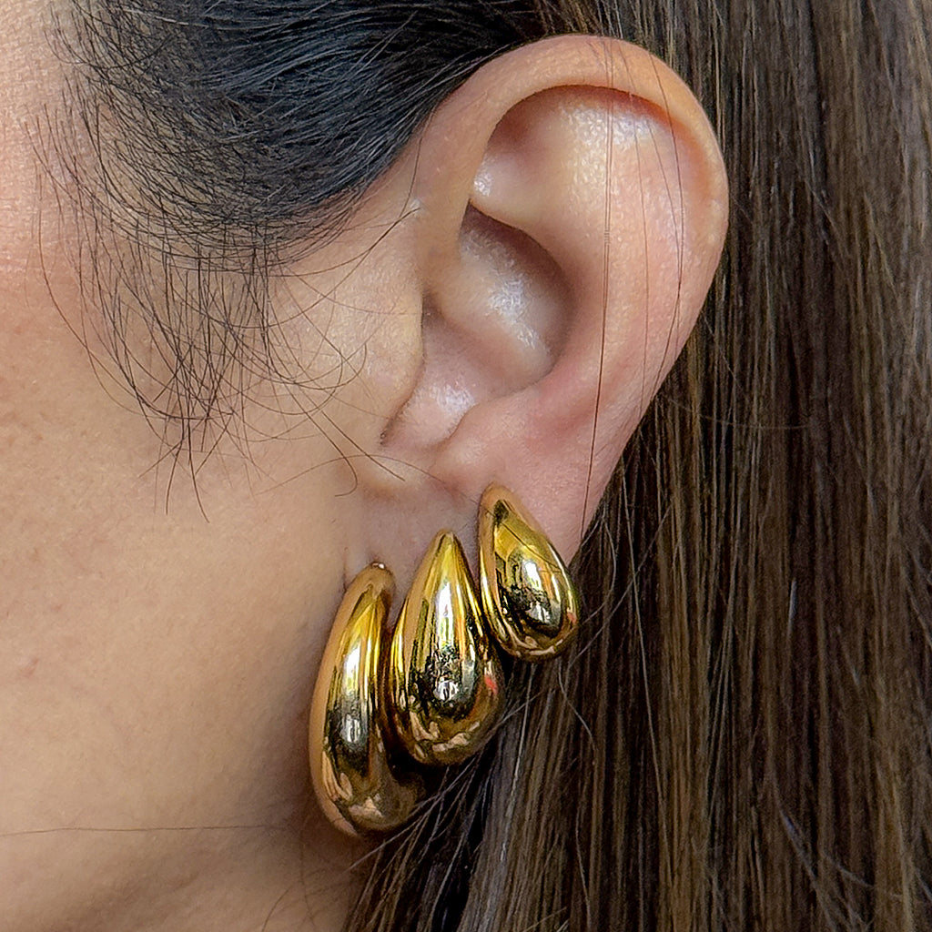 Chunky Dome Huggie Hoop Earring Gold