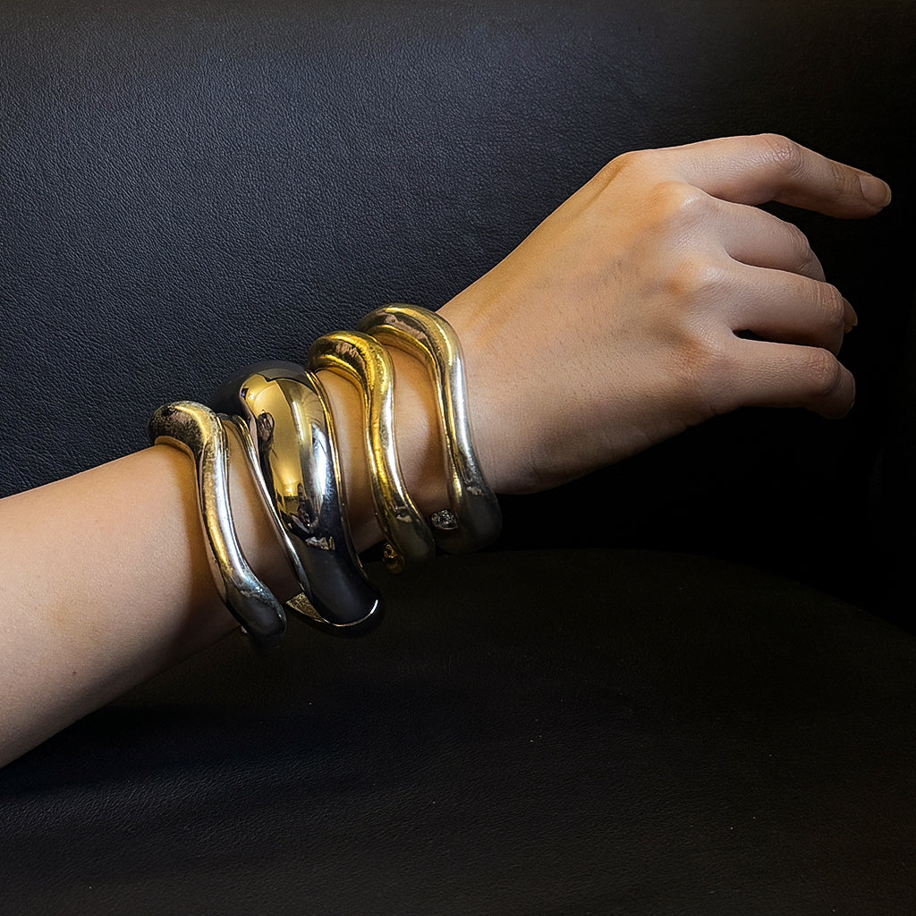 Molten Silver Sculpted Cuff Bracelet