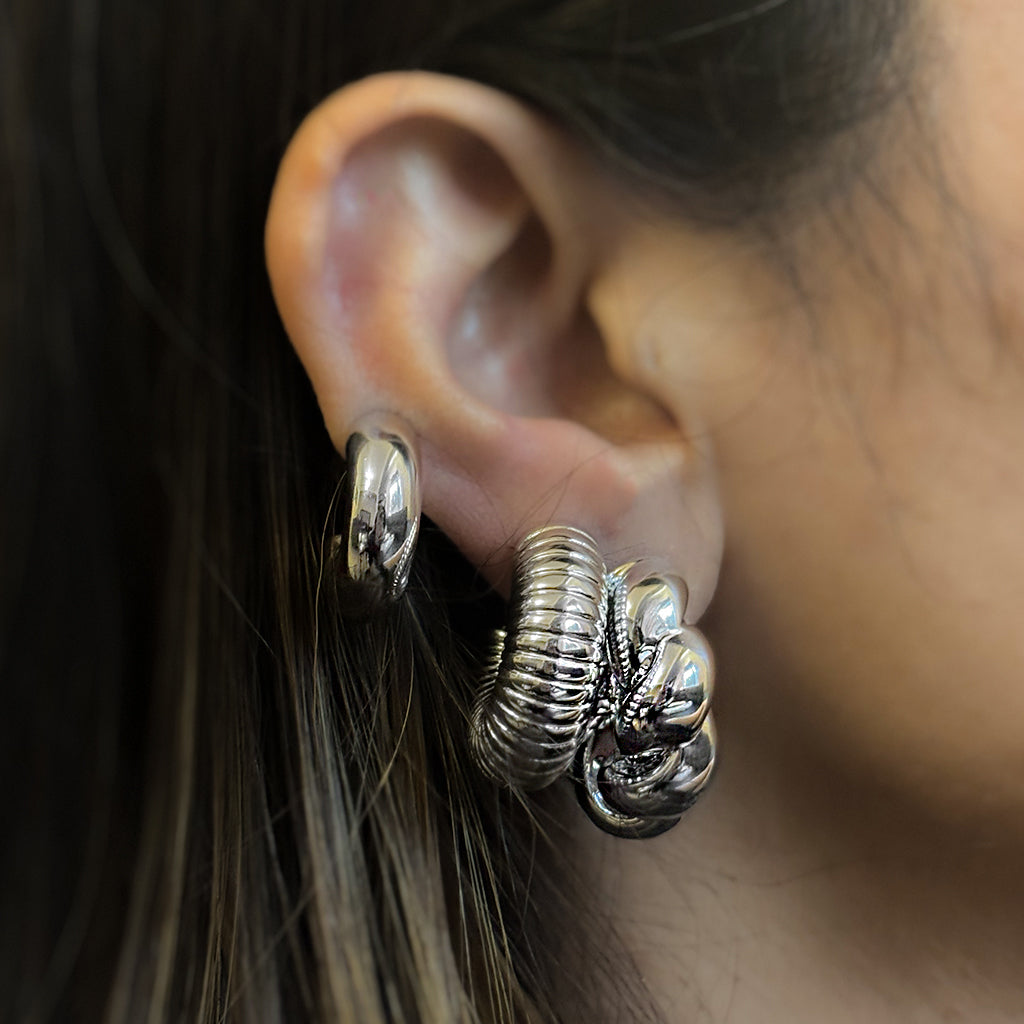 Chunky Twisted Braid Earring Silver